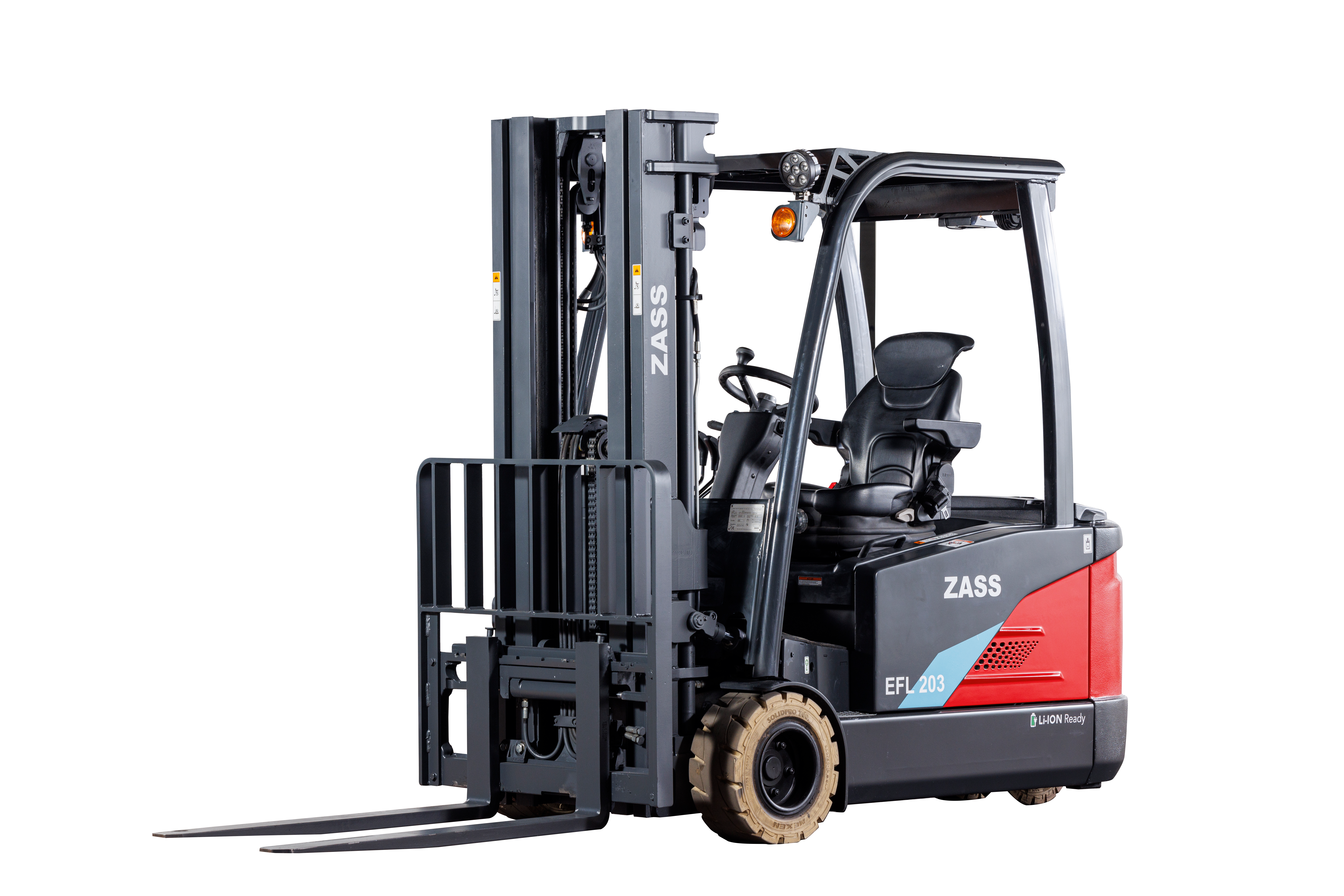 ZASS forklift moving a wrapped pallet